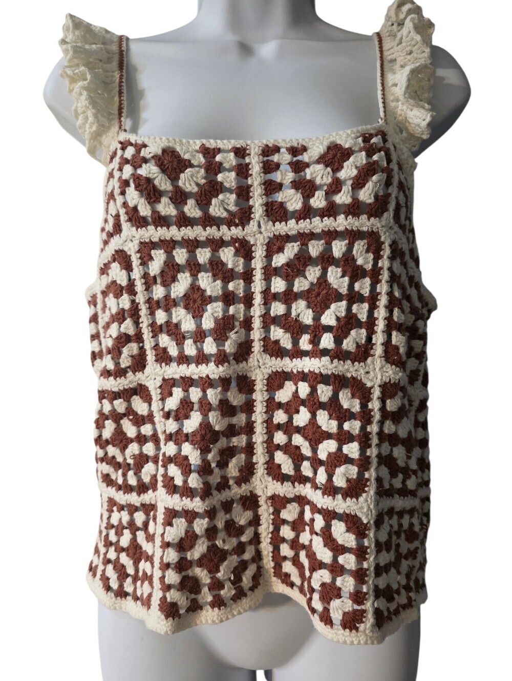 Marine Layer Cora Crochet Tank Top- Oversized Small - Picture 6 of 12